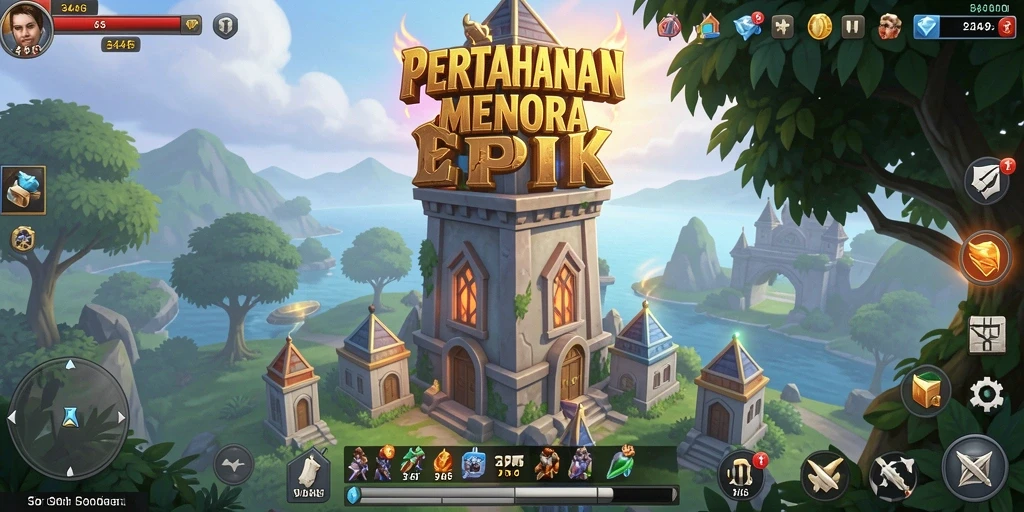 Tampilan gameplay seru Tower Defense yang penuh strategi.