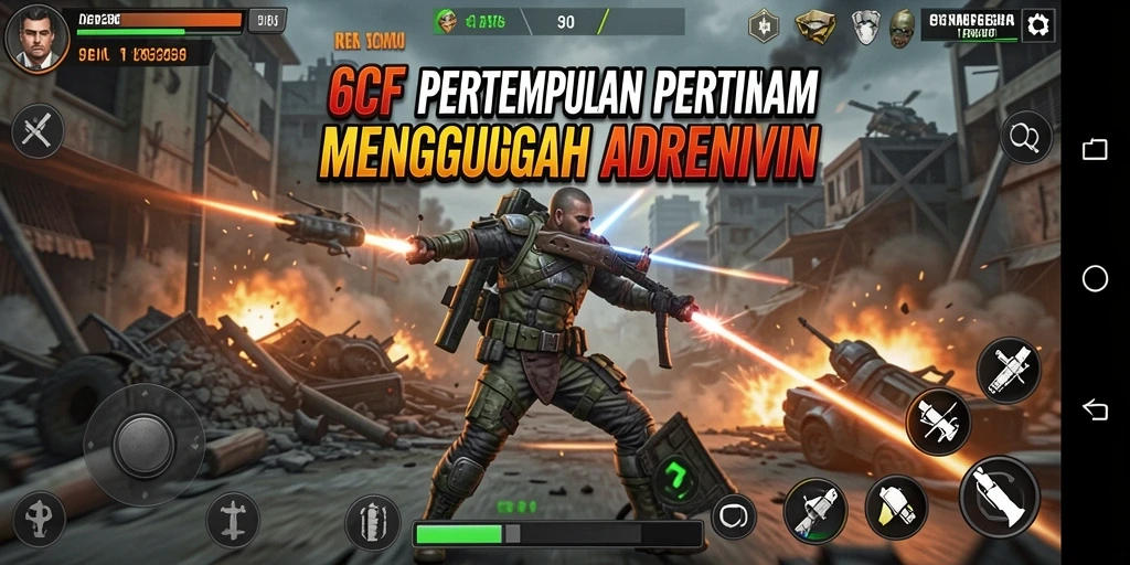 Tangkapan layar gameplay 6CF yang intens dan menegangkan.