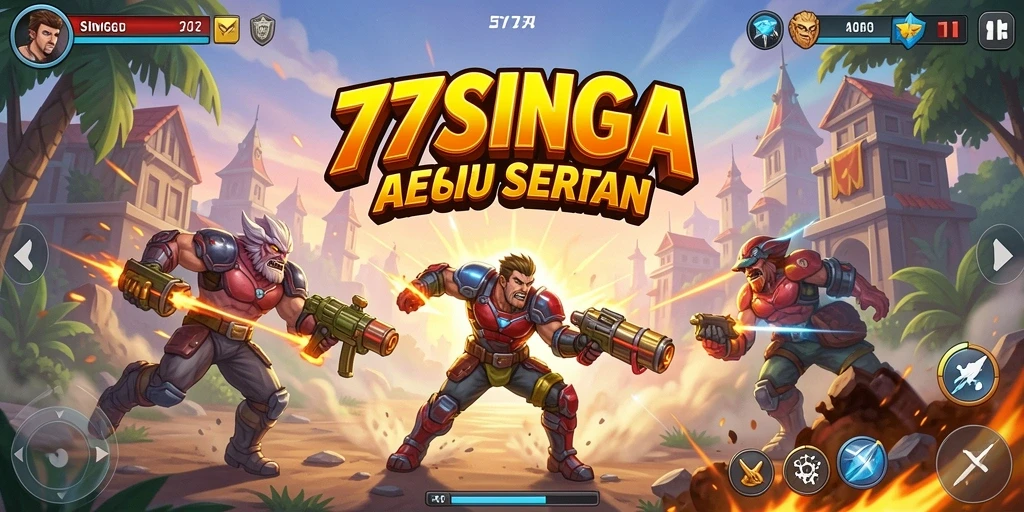Tampilan gameplay aksi seru di 77SINGA, penuh dengan pertarungan dan strategi.
