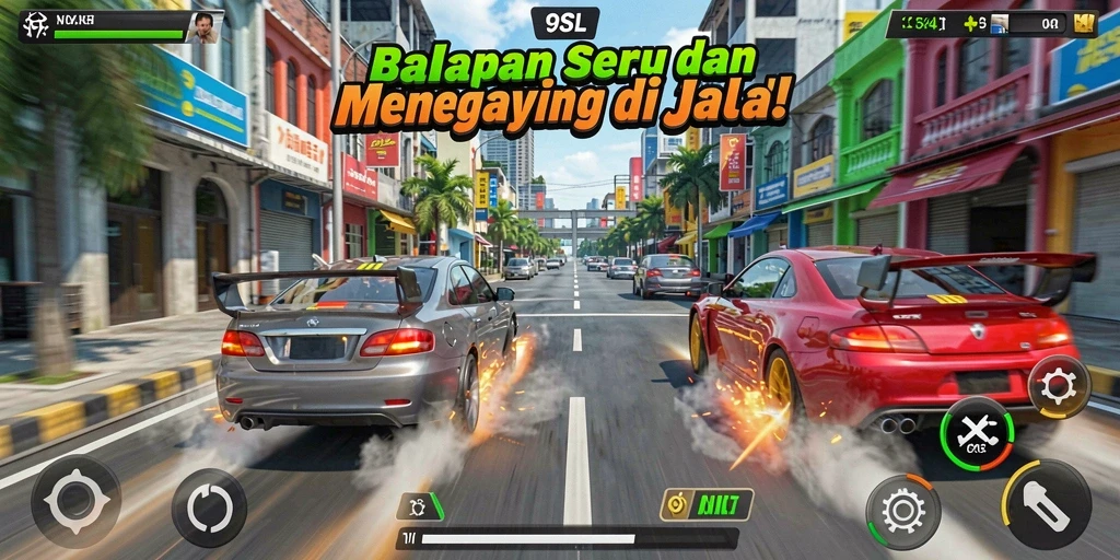 Tampilan gameplay Racing yang intens dan seru di 9SL.