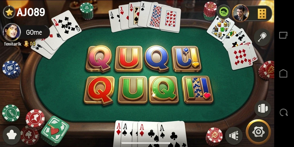 Tangkapan layar gameplay AJO89 menampilkan duel seru permainan QiuQiu.