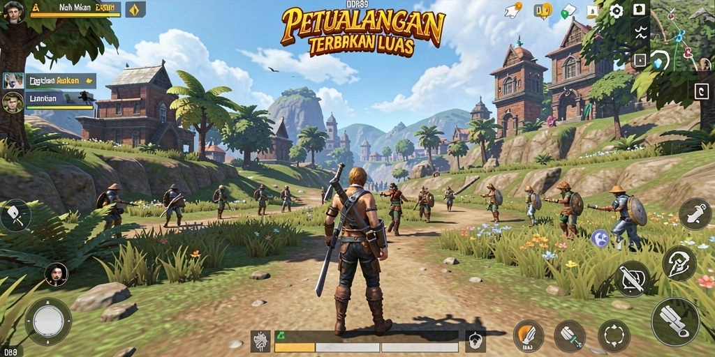 Screenshot menampilkan gameplay epik dari dunia terbuka IDR89.