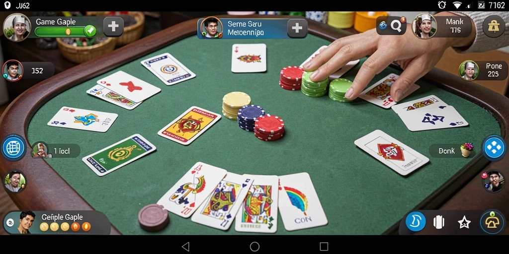 Screenshot menunjukkan pemain yang sedang menikmati gameplay Gaple yang seru.