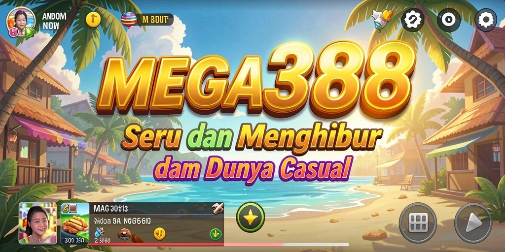 Tampilan gameplay menarik dari MEGA388 yang penuh warna.