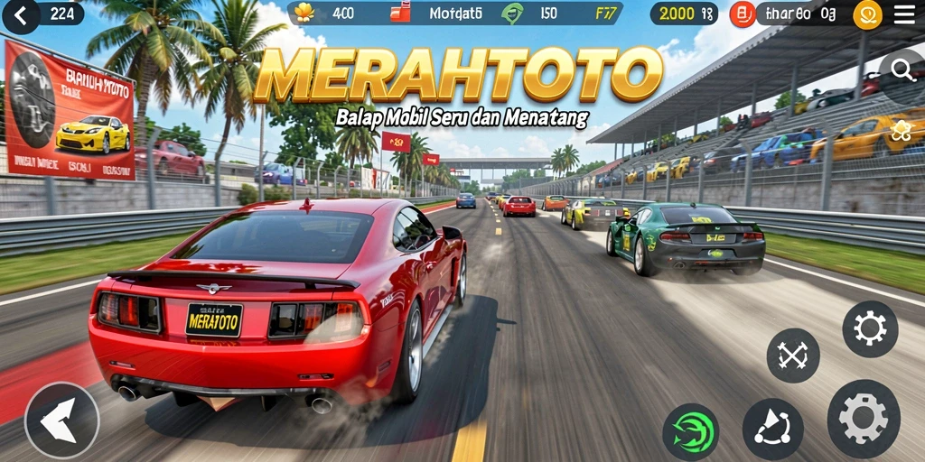 Gameplay balap seru di MERAHTOTO dengan grafis yang memukau.