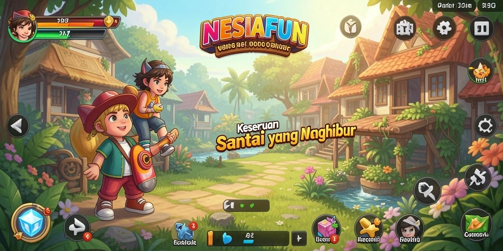 Tampilan gameplay <strong>NESIAFUN</strong> yang cerah dan penuh keseruan.