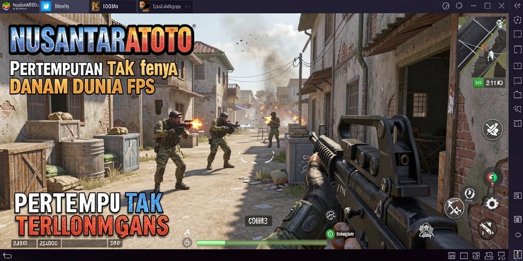 Screenshot NUSANTARATOTO menampilkan aksi tembak-menembak yang intens.