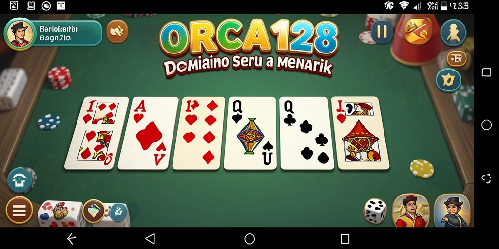 Tampilan gameplay seru di ORCA128 saat bermain domino.