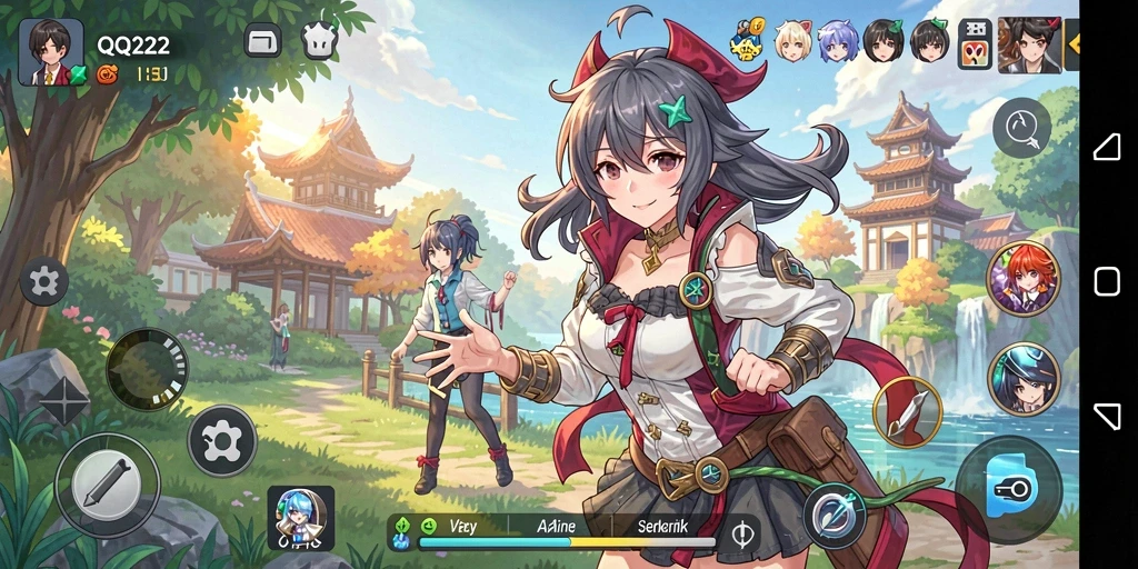 Tampilan gameplay QQ222 yang menarik dengan karakter Anime yang dinamis.