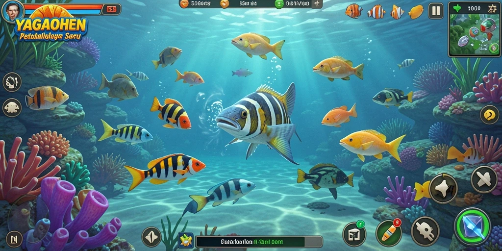 Tampilan gameplay seru YAGAOHEN saat menembak ikan.